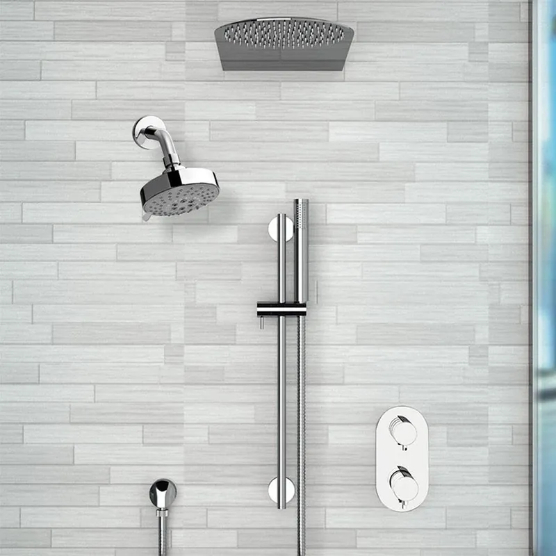 Bargain Fontana Deluxe Creative Luxury 8" Chrome Wall-Mounted Dual Shower Head Rainfall Shower System With Hand Shower