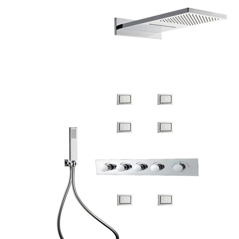 Fontana Océane Creative Luxury Chrome Wall-Mounted Multi-Functional Shower System With 6-Jet Body Sprays and Hand Shower Hot Deal