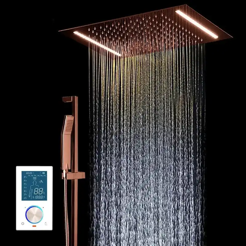 Limited Edition Fontana Creative Luxury Light Oil Rubbed Bronze Rectangular Ceiling Mounted Rainfall Smart Shower System With LED Touch Control and Hand Shower