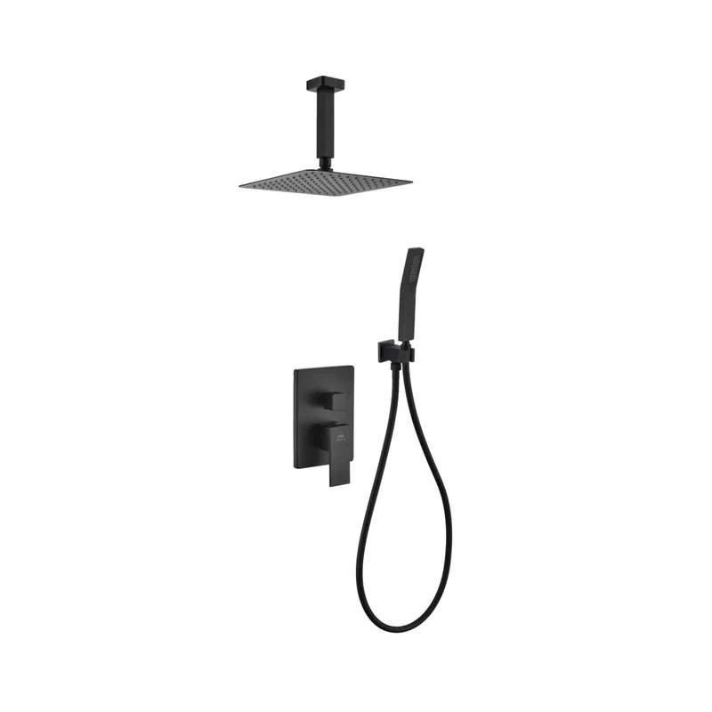 Kubebath Aqua Piazza 8" Matte Black Ceiling Mount Square With Handheld Rain Shower Set Best Choice