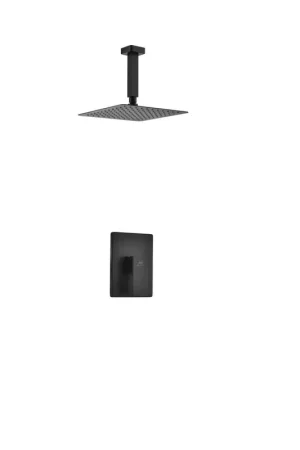 Kubebath Aqua Piazza 8" Matte Black Ceiling Mount Square Rain Shower Set Factory Price