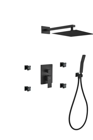 Kubebath Aqua Piazza 12" Matte Black Ceiling Mount Square With Head Rain Shower Set Get Yours