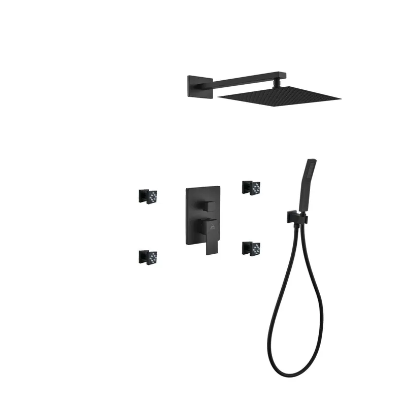 Kubebath Aqua Piazza 12" Matte Black Ceiling Mount Square With Head Rain Shower Set Get Yours