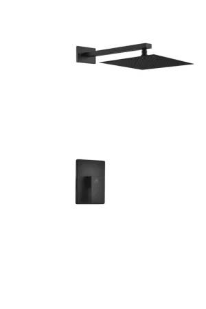 Kubebath Aqua Piazza 12" Matte Black Ceiling Mount Square With Head Rain Shower Set Exclusive