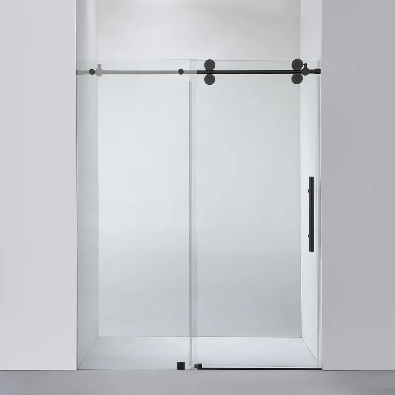 Free Delivery Vinnova Villena 60" x 78" Brushed Nickel Single Sliding Frameless Shower Door