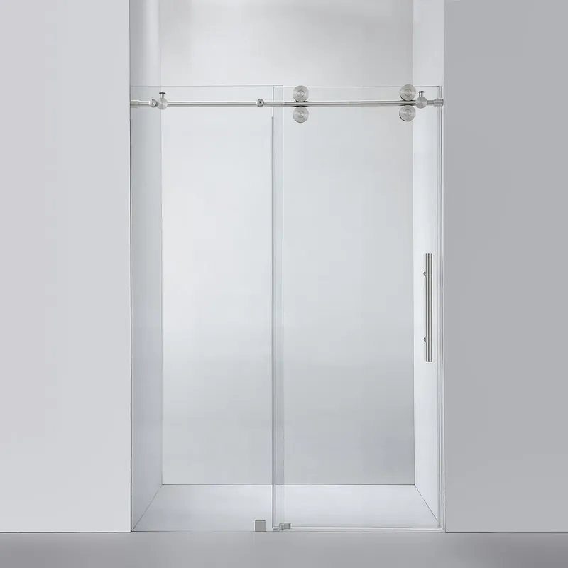 Brand New Vinnova Villena 52" x 78" Matte Black Single Sliding Frameless Shower Door