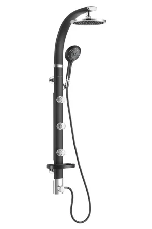 PULSE ShowerSpas Bonzai 2.5 GPM Rain Shower System in Black Aluminum Finish With 3-Body Jet and 5-Function Hand Shower Premium