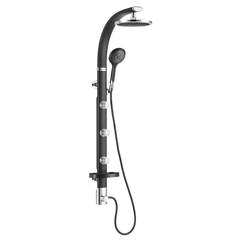 PULSE ShowerSpas Bonzai 2.5 GPM Rain Shower System in Black Aluminum Finish With 3-Body Jet and 5-Function Hand Shower Premium