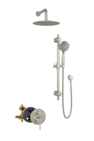 PULSE ShowerSpas Refuge Rain Shower Head 5-Function Hand Shower 1.8 GPM Shower System Combo in Brushed Nickel Finish Free Shipping