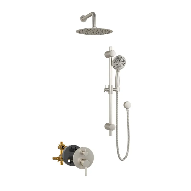 PULSE ShowerSpas Refuge Rain Shower Head 5-Function Hand Shower 1.8 GPM Shower System Combo in Brushed Nickel Finish Free Shipping