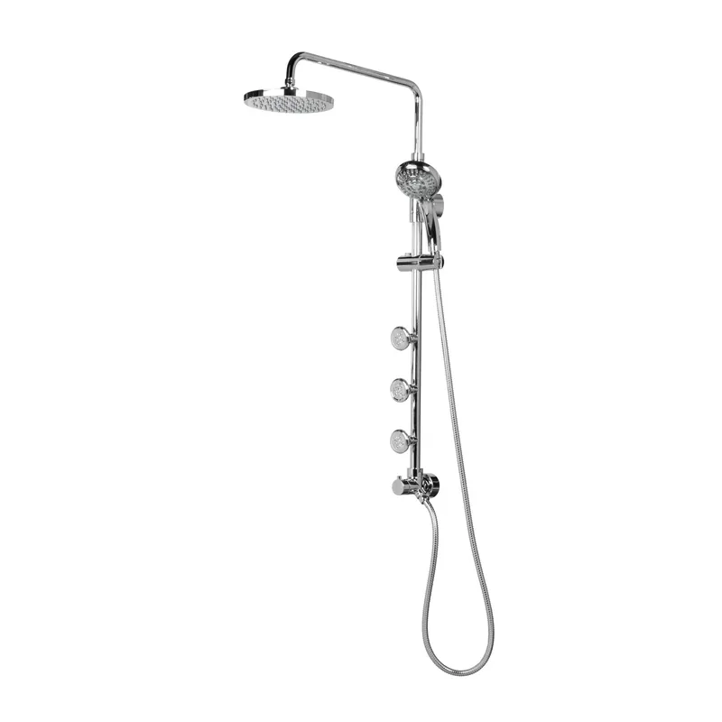 Free Returns PULSE ShowerSpas Lanikai 1.8 GPM Rain Shower System in Chrome Finish With 3-Power Spray Body Jet and 5-Function Hand Shower