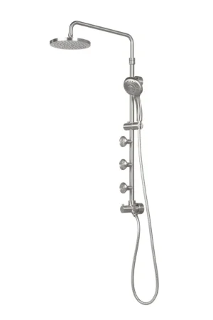 Save Now PULSE ShowerSpas Lanikai 2.5 GPM Rain Shower System in Brushed Nickel Finish With 3-Power Spray Body Jet and 5-Function Hand Shower