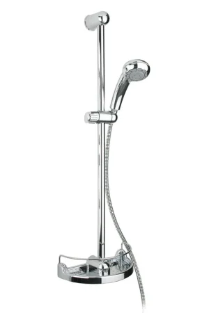 Whitehaus Metrohaus WH50124-C Polished Chrome Shower Set Includes Slidebar Hand Held Shower Hose and Accessories Basket Exclusive Offer