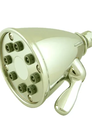 Buy Direct Whitehaus Showerhaus WH139-B Polished Brass Round Showerhead With 8 Spray Jets - Solid Polished Brass Construction With Adjustable Ball Joint