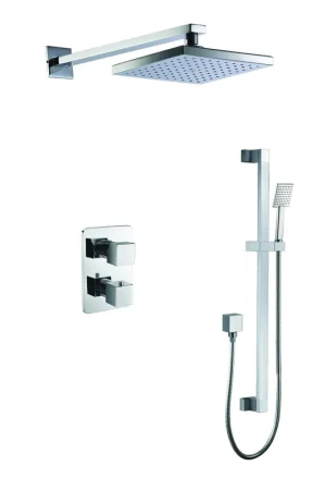 Weekend Sale ALFI Brand AB2830-PC Polished Chrome 2 Way Thermostatic Square Shower Set