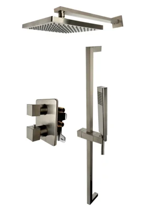Wholesale ALFI Brand AB2830-BN Brushed Nickel 2 Way Thermostatic Square Shower Set