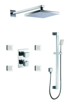 Best Price ALFI Brand AB2287-PC Polished Chrome 3 Way Thermostatic Shower Set With Body Sprays