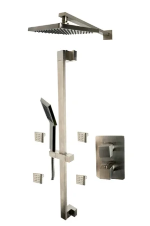 ALFI Brand AB2287-BN Brushed Nickel 3 Way Thermostatic Shower Set With Body Sprays Limited Time