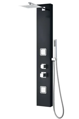 ALFI Brand ABSP65B Black Aluminum Rectangle Shower Panel With 2 Body Sprays and Rain Shower Head Worldwide Shipping