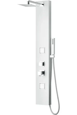 Top Rated ALFI Brand ABSP60W White Aluminum Rectangle Shower Panel With 2 Body Sprays and Rain Shower Head