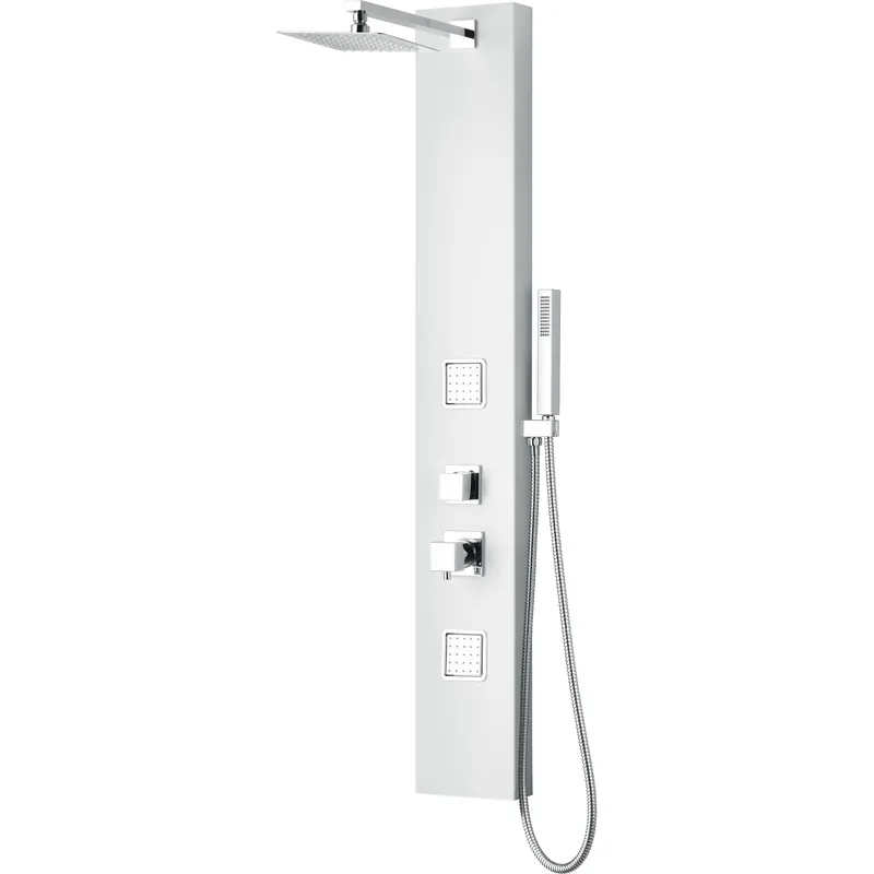 Top Rated ALFI Brand ABSP60W White Aluminum Rectangle Shower Panel With 2 Body Sprays and Rain Shower Head