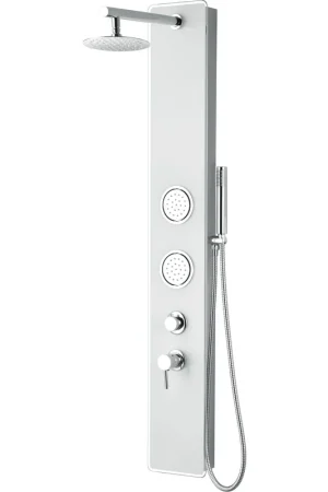 Sale ALFI Brand ABSP50W White Glass Rectangle Shower Panel With 2 Body Sprays and Rain Shower Head
