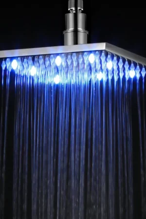 ALFI Brand LED8S-BN 8" Square Brushed Nickel Wall or Ceiling Mounted Multi Color LED Brass Rain Shower Head Wholesale