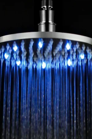 ALFI Brand LED8R-BN 8" Round Brushed Nickel Wall or Ceiling Mounted Multi Color LED Rain Brass Shower Head Limited Offer