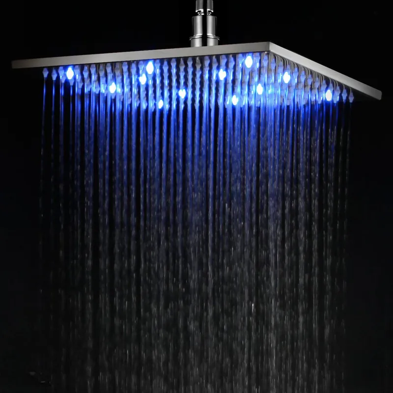 ALFI Brand LED12S-BN 12" Square Brushed Nickel Wall or Ceiling Mounted Multi Color LED Rain Brass Shower Head Markdown