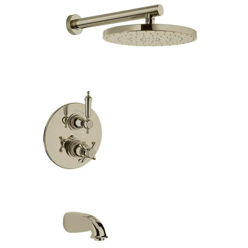 Next Day Delivery LaToscana Ornellaia Brushed Nickel Thermostatic Tub & Shower Kit