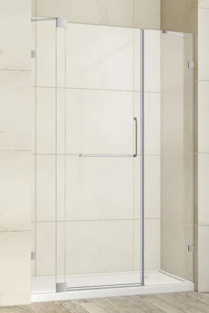 Best Seller Vinnova Milano 48" x 72" Brushed Nickel In-line Hinged Frameless Shower Door With Fixed Glass on Both Sides