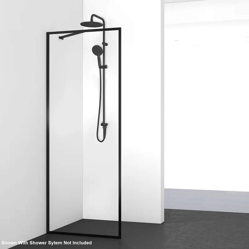 New Arrival Vinnova Lecce 35" x 74" Matte Black Framed Fixed Glass Panel Shower Door