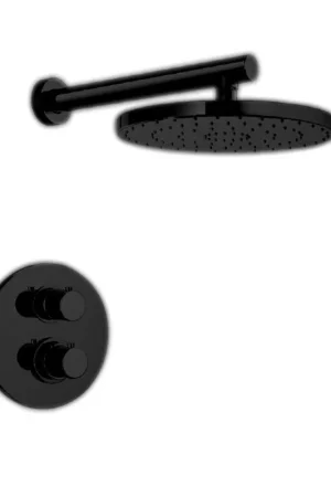 Holiday Sale LaToscana Elba Matt Black Thermostatic Shower Kit