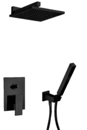 LaToscana Quadro Matt Black Pressure Balance Shower Kit With Handheld Shower Affordable