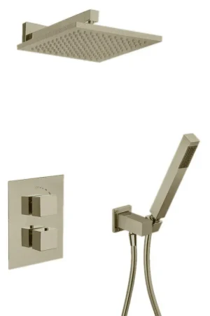 Genuine LaToscana Quadro Brushed Nickel Thermostatic Shower Kit With Handheld Shower