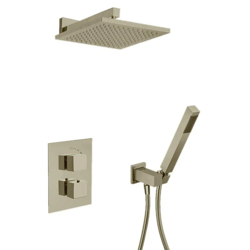 Genuine LaToscana Quadro Brushed Nickel Thermostatic Shower Kit With Handheld Shower