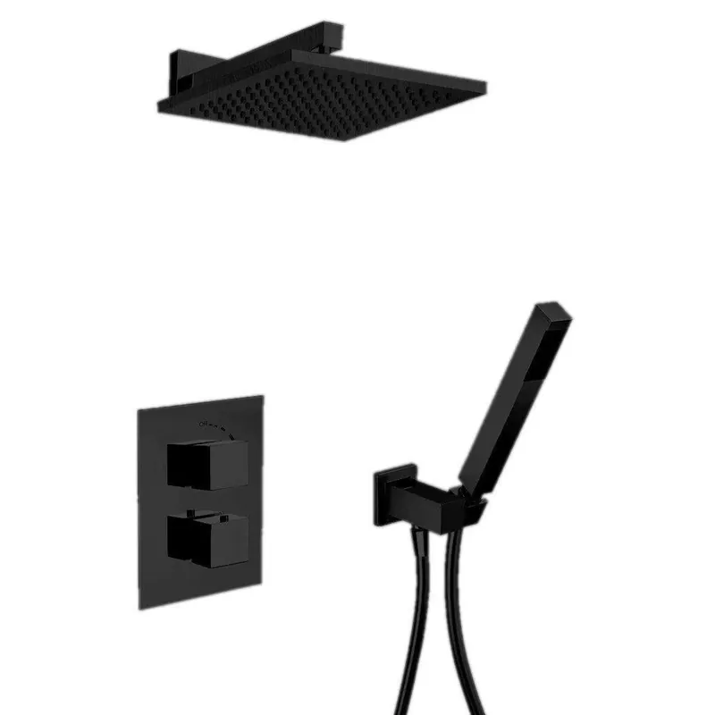 Premium LaToscana Quadro Matt Black Thermostatic Shower Kit With Handheld Shower