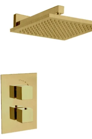LaToscana Quadro Matt Gold Thermostatic Shower Kit Best Price