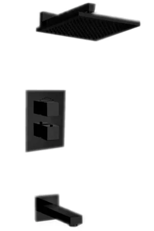 LaToscana Quadro Matt Black Thermostatic Tub & Shower Kit Money Back Guarantee