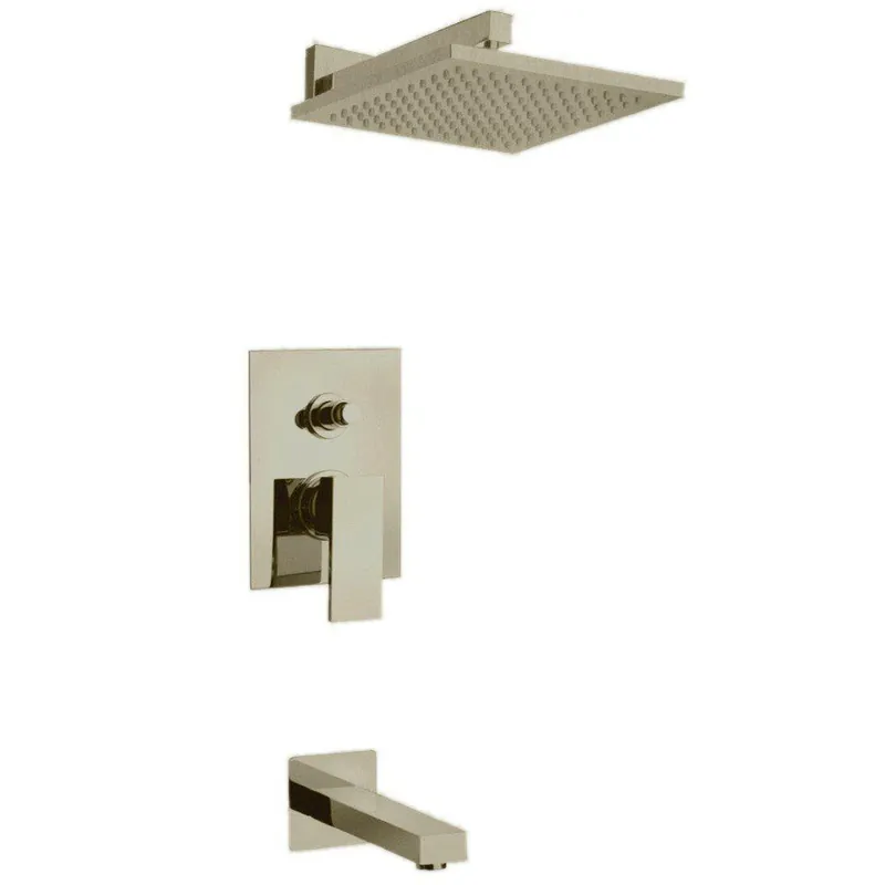 LaToscana Quadro Brushed Nickel Pressure Balance Tub & Shower Kit Sale