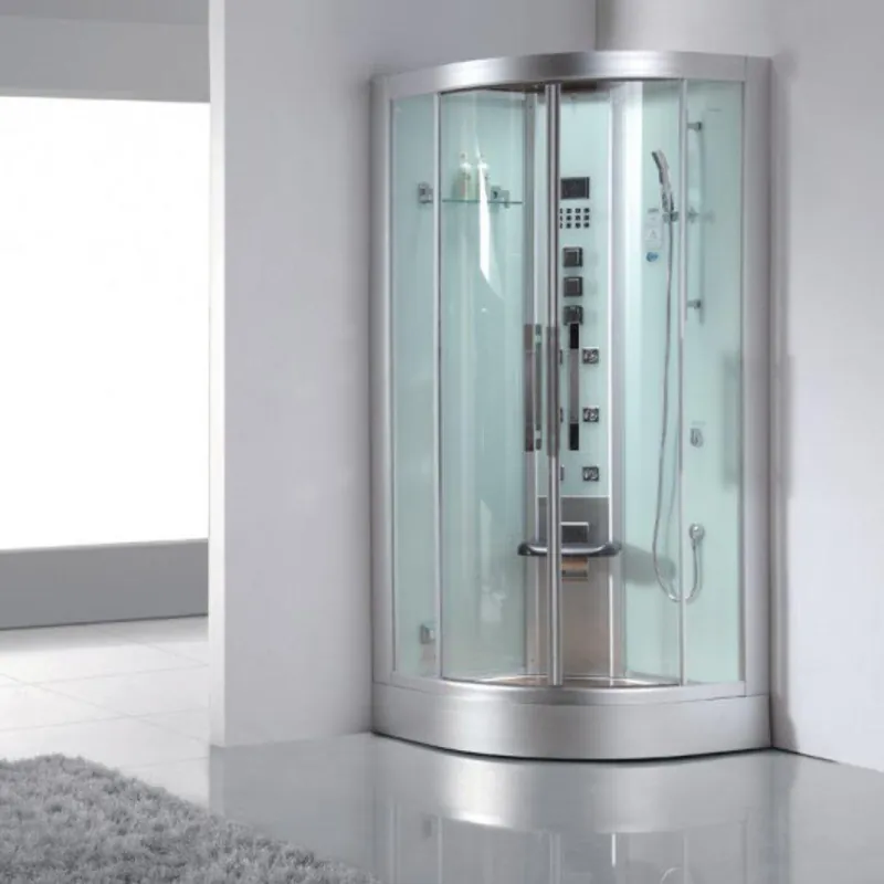 Platinum 39" x 39" x 89" One-Person White Framed Round Walk-In Steam Shower With Dual Sliding Doors 6 Massage Jets & LED Chromatherapy Lighting Free Returns