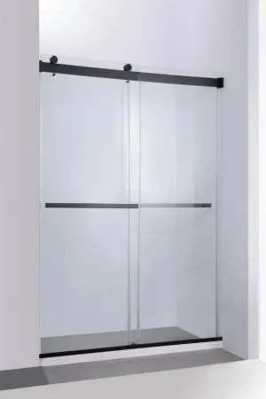 Brand New Vinnova Spezia 48" x 76" Matte Black Reversible Double Sliding Bypass Frameless Shower Door