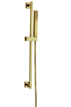 Worldwide Shipping LaToscana Quadro Matt Gold Wall-Mounted Slide Bar Kit With Single Jet Handheld Shower