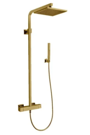 Flash Sale LaToscana Shower Line Matt Gold Shower Column With Thermostatic Mixer & Wall-Mounted Shower Holder
