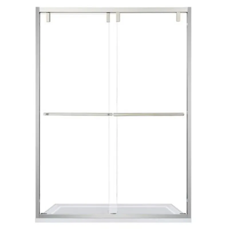 Brand New Vinnova Brescia 60" x 76" Brushed Nickel Reversible Double Sliding Bypass Framed Shower Door