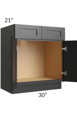 Worldwide Shipping RTA Onyx Black Shaker 30" Vanity Sink Base Cabinet with 2 Decorative End Panels