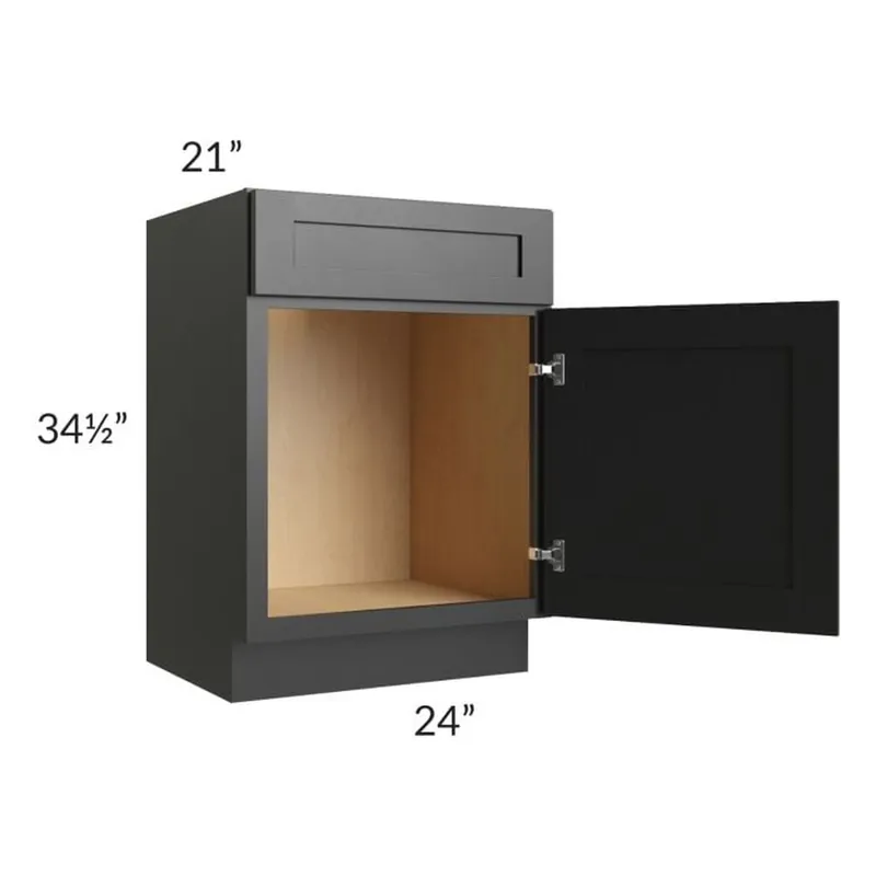 RTA Onyx Black Shaker 24" Vanity Sink Base Cabinet with 2 Decorative End Panels Best Price