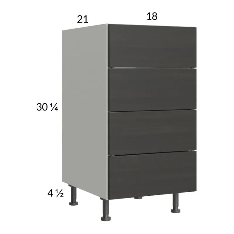 Don’t Miss Out RTA Euro Cafe 18" 4-Drawer Vanity Base Cabinet with 2 Finished End Panels