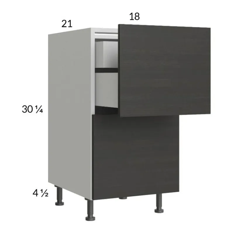 Best Price RTA Euro Cafe 18" 2-Drawer Vanity Base Cabinet with 1 Inner Drawer and 1 Finished End Panel