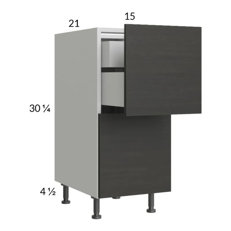 Fresh Stock RTA Euro Cafe 15" 2-Drawer Vanity Base Cabinet with 1 Inner Drawer